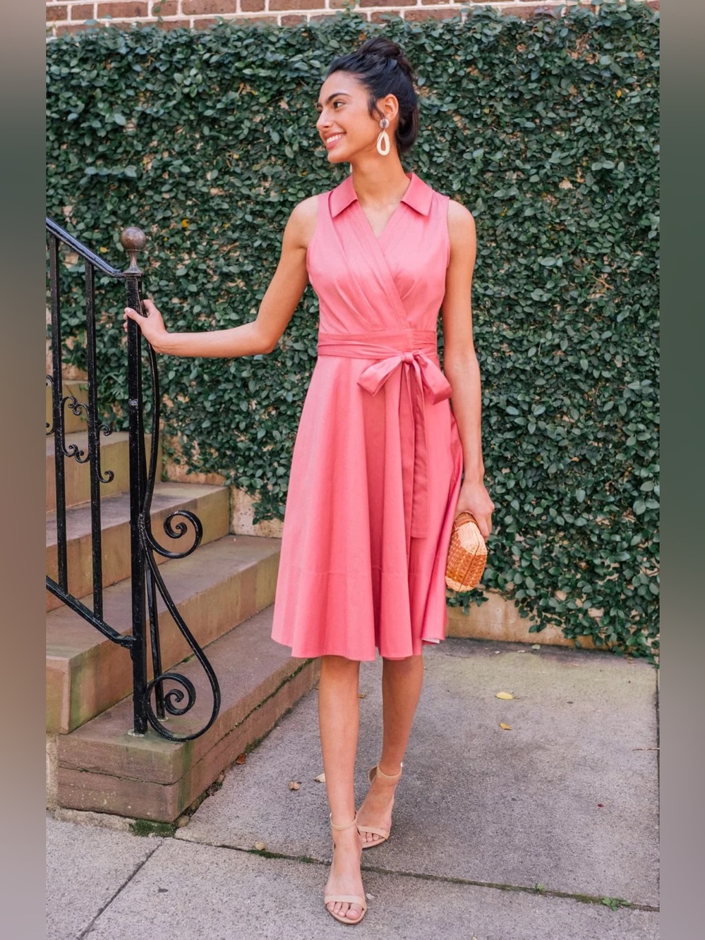 Gal Meets Glam Heather Rosemist Midi Wrap Dress Size 4 Petite